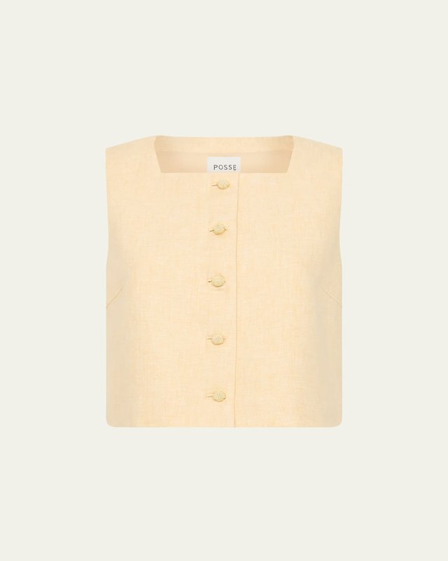Rio Linen Cropped Vest